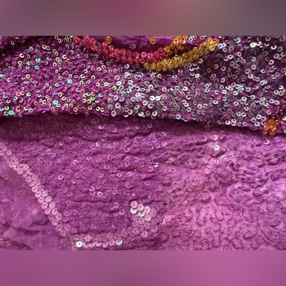 VINTAGE Hand Beaded Sequin Duster Coat Purple Sheer Maxi Evening Glam S/M - Picture 9 of 13